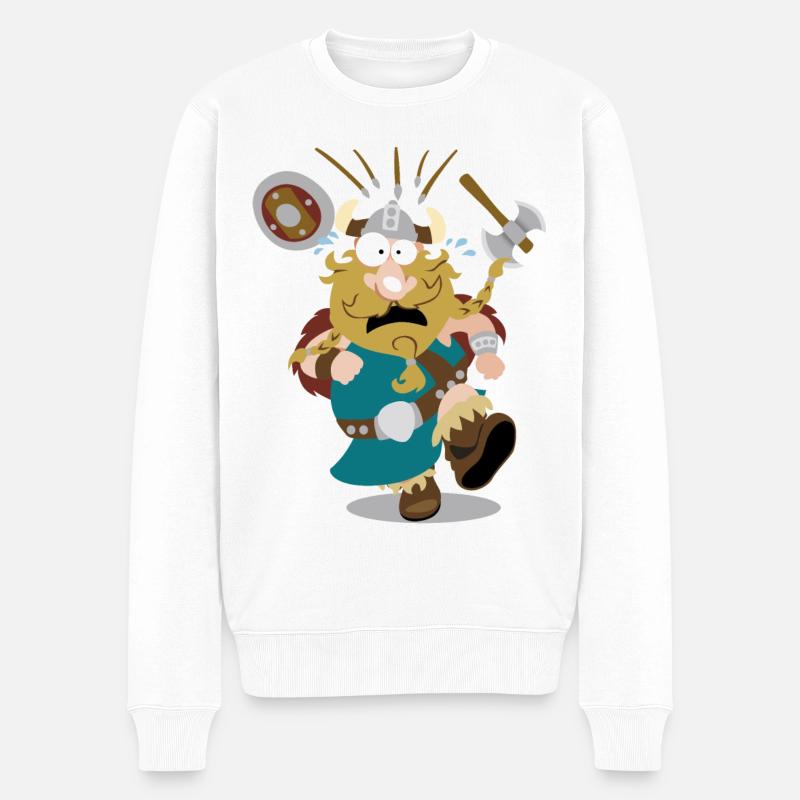 Olaf der Wikinger - Männer Premium Bio Pullover - Weiß