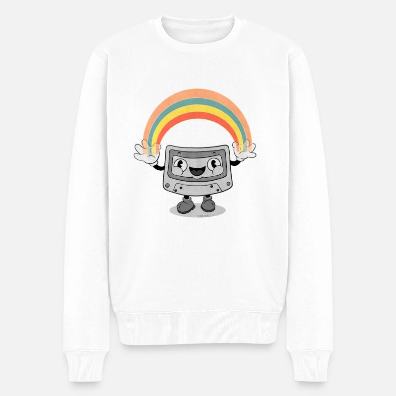 cassette arc-en-ciel dans le style rétro des années 80 - Pull Premium bio Homme - blanc