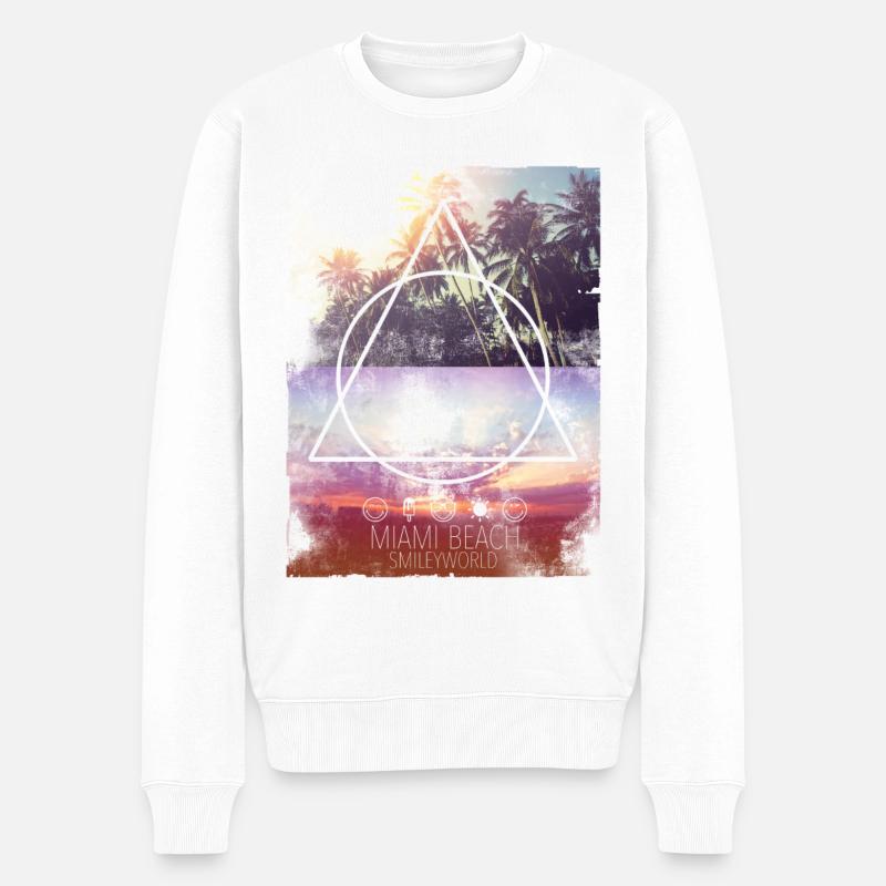 SmileyWorld Miami Beach - Männer Premium Bio Pullover - Weiß