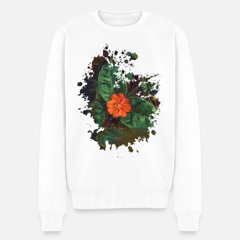 Blume - Männer Premium Bio Pullover - Weiß