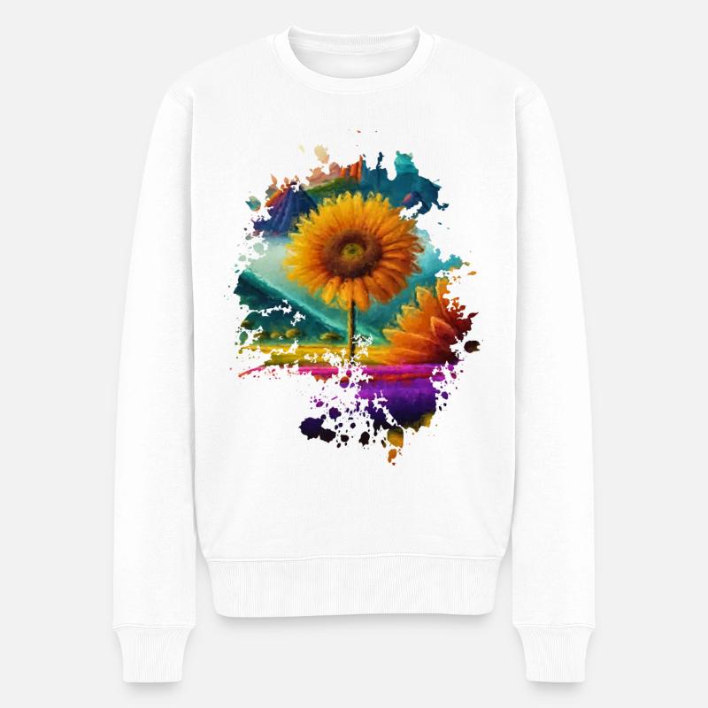 Sonnenblume - Männer Premium Bio Pullover - Weiß