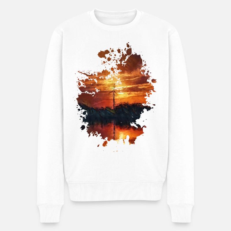 Sonnenuntergang - Männer Premium Bio Pullover - Weiß