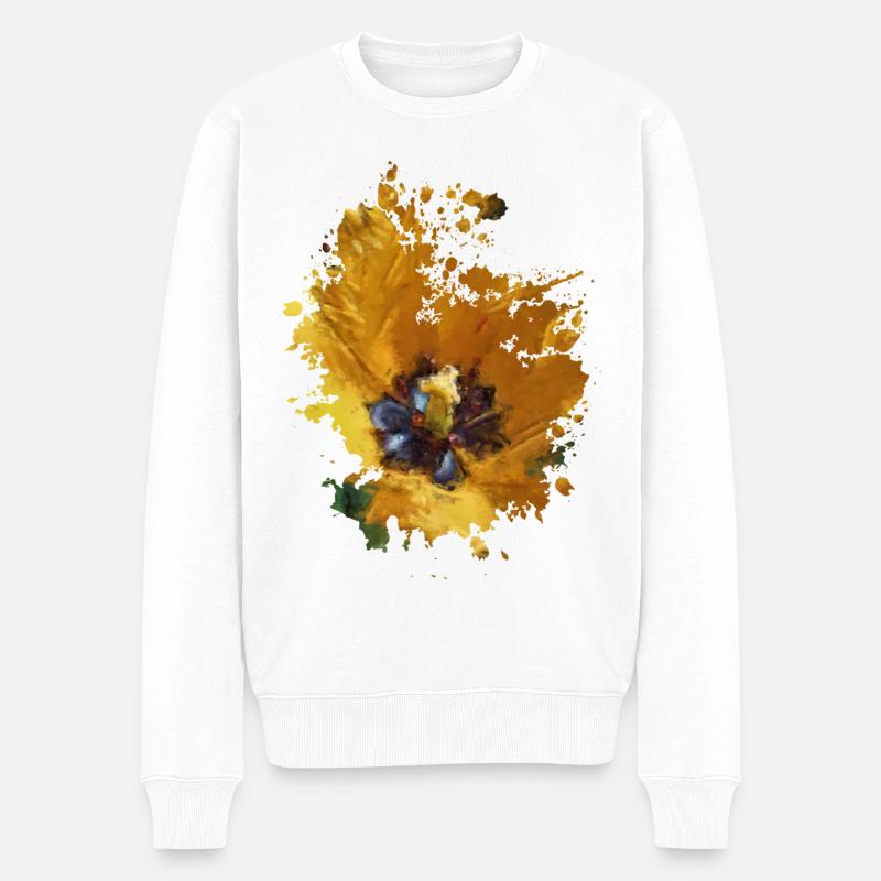 Blume - Männer Premium Bio Pullover - Weiß