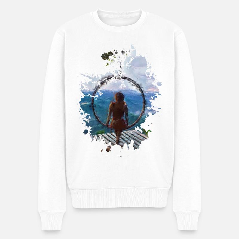 Entspannung - Männer Premium Bio Pullover - Weiß