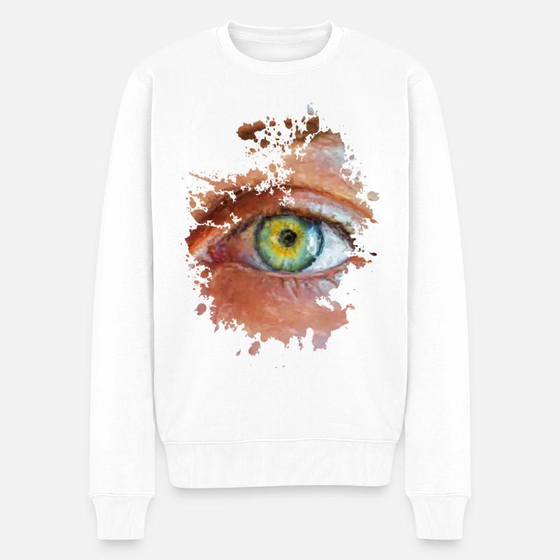 Auge - Männer Premium Bio Pullover - Weiß