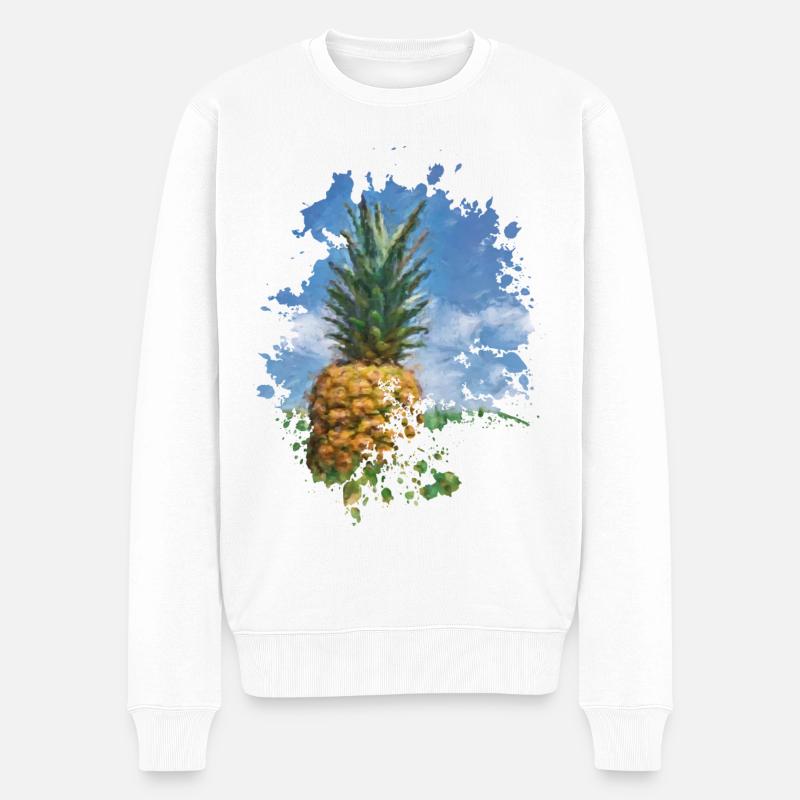 Ananas - Männer Premium Bio Pullover - Weiß