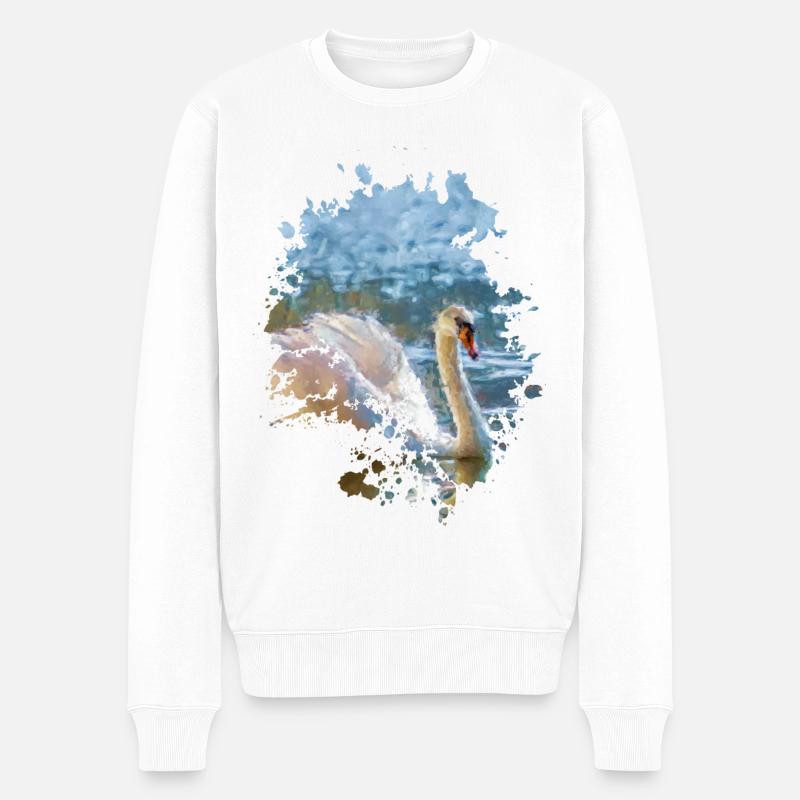 Schwan - Männer Premium Bio Pullover - Weiß