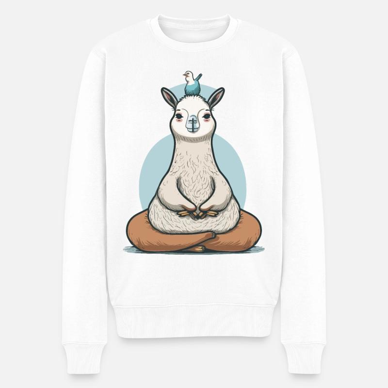 Namaste Lama - Männer Premium Bio Pullover - Weiß