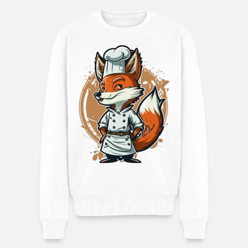 Die Küche der Füchse - Männer Premium Bio Pullover - Weiß
