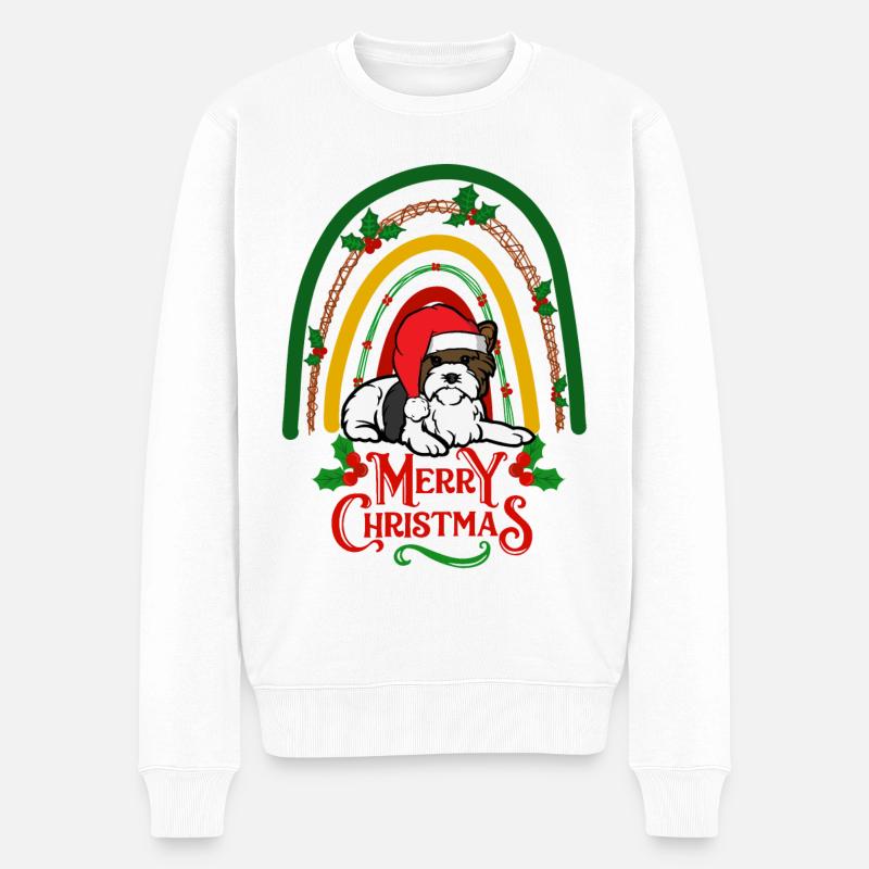 Doux Biewer Terrier Noël - Pull Premium bio Homme - blanc