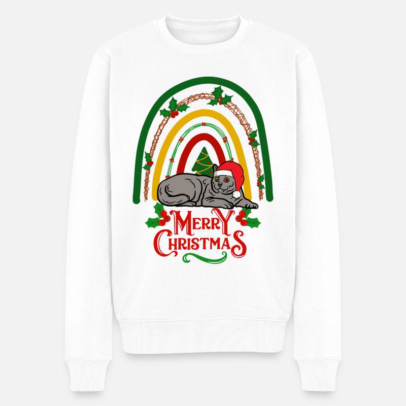 Kartäuser Katze Weihnachten Chartreux - Männer Premium Bio Pullover - Weiß
