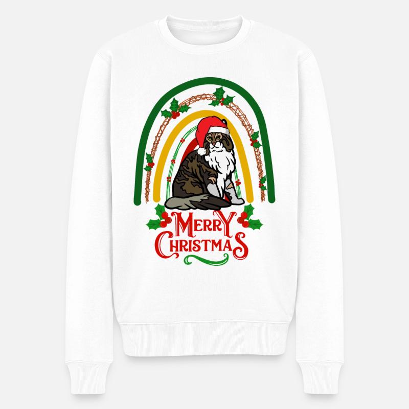 Maine Coon Cat Noël - Pull Premium bio Homme - blanc