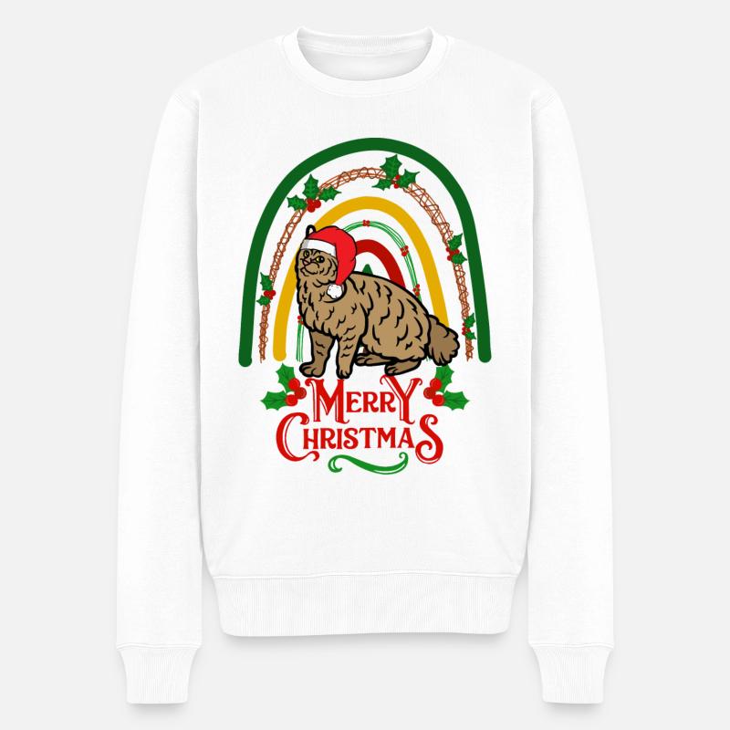 Pixie Bob Katze Weihnachten - Männer Premium Bio Pullover - Weiß