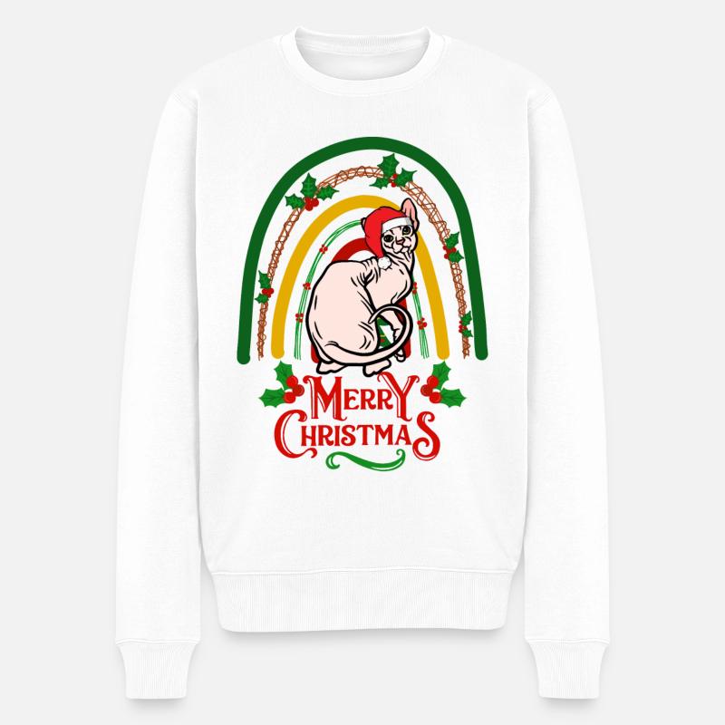 Sphynx Chat Noël - Pull Premium bio Homme - blanc