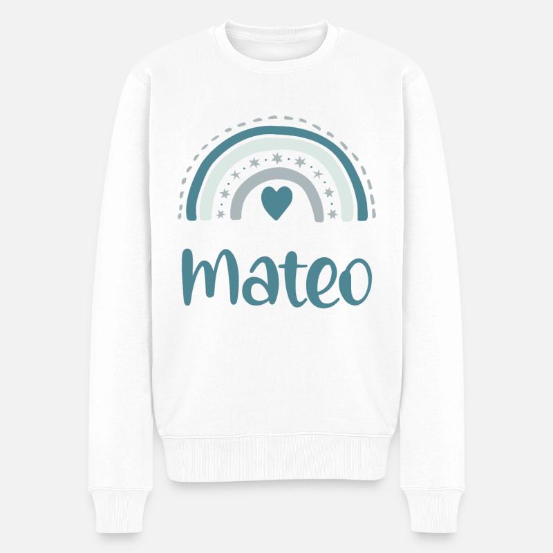 Mateo Name Regenbogen - Männer Premium Bio Pullover - Weiß