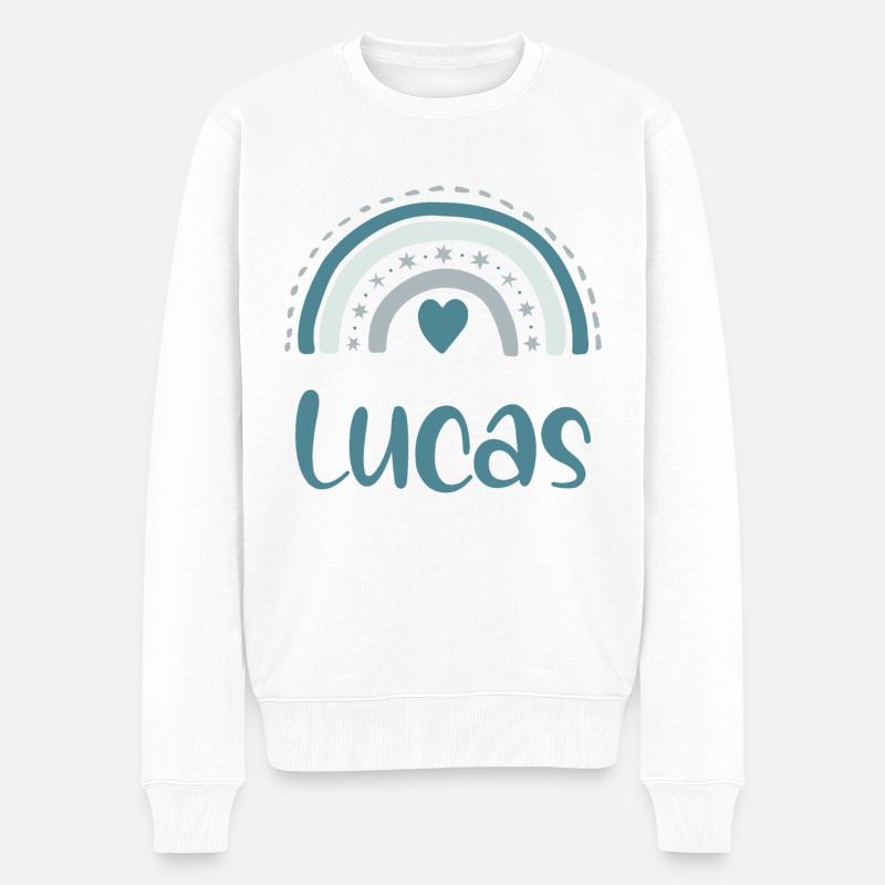 Lucas Name Regenbogen - Männer Premium Bio Pullover - Weiß