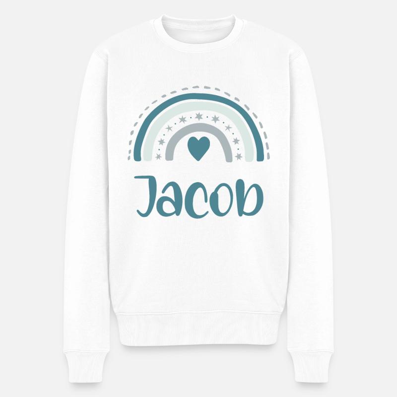 Jacob Name Regenbogen - Männer Premium Bio Pullover - Weiß