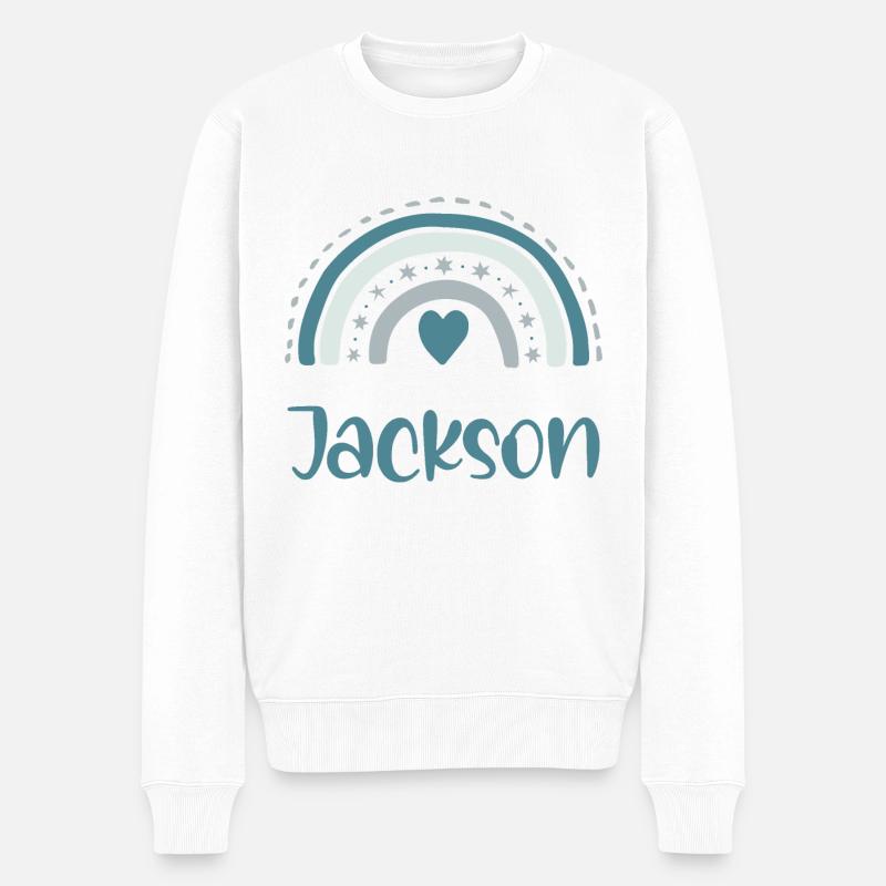 Jackson Name Rainbow - Männer Premium Bio Pullover - Weiß