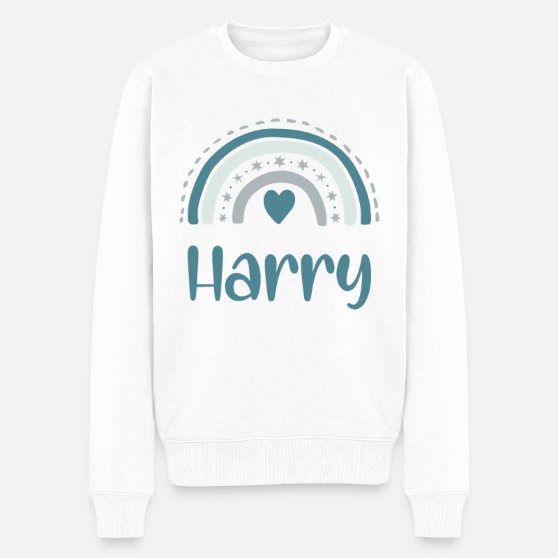 Harry Nom Arc-en-ciel - Pull Premium bio Homme - blanc