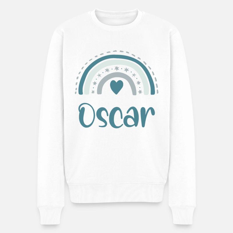 Oscar-Name Regenbogen - Männer Premium Bio Pullover - Weiß