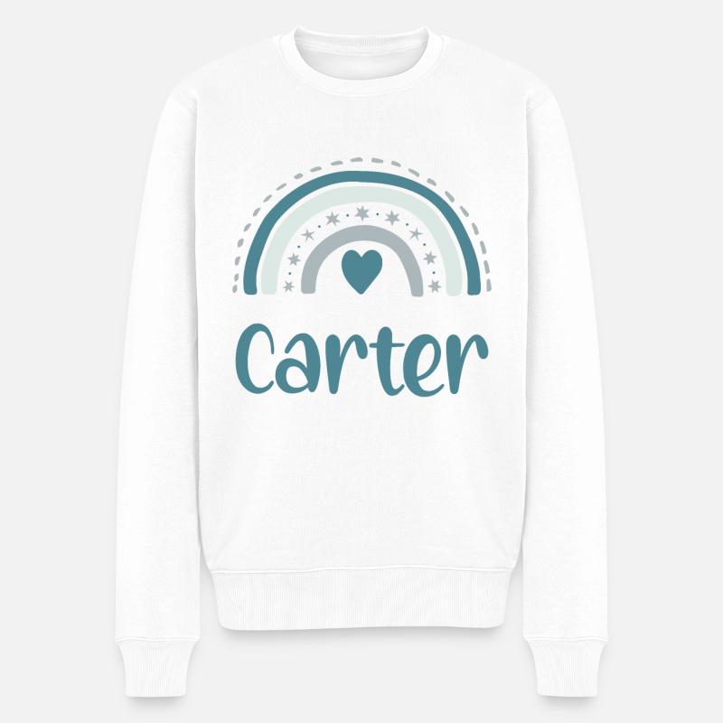 Carter Nom Arc-en-ciel - Pull Premium bio Homme - blanc