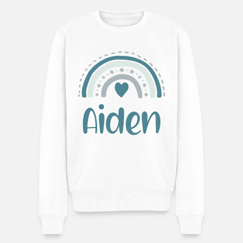 Aiden Nom Arc-en-ciel - Pull Premium bio Homme - blanc