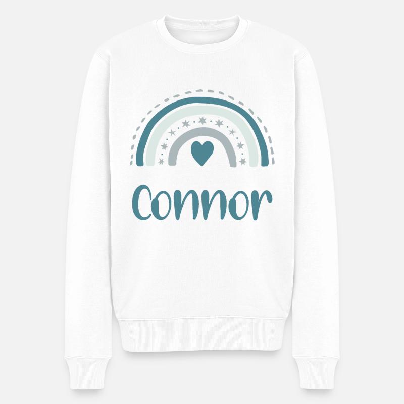 Connor Nom Arc-en-ciel - Pull Premium bio Homme - blanc