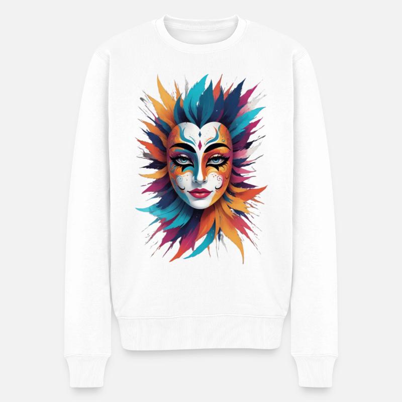 Masque orné de plume - Pull Premium bio Homme - blanc