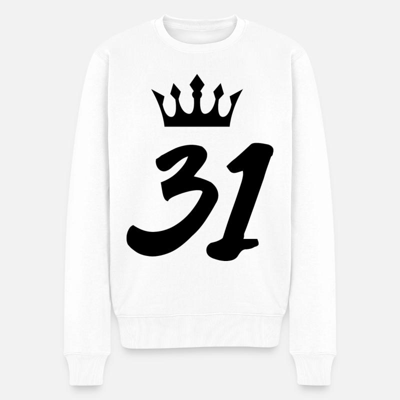31 Couronne numérique - Pull Premium bio Homme - blanc