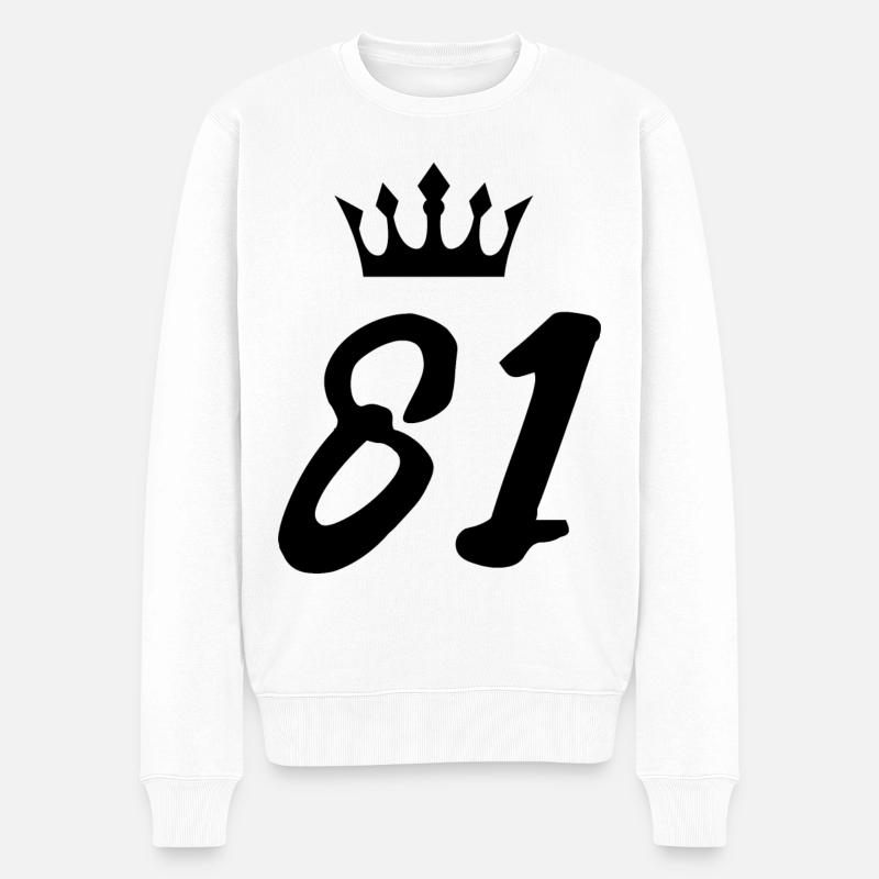 81 Zahl Krone - Männer Premium Bio Pullover - Weiß