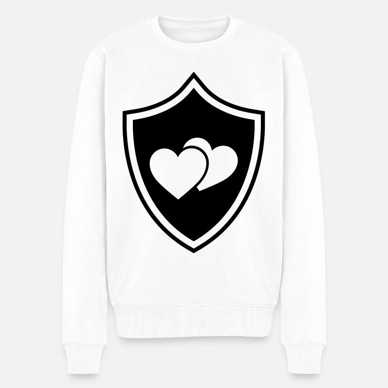 Herzen Liebe Wappen - Männer Premium Bio Pullover - Weiß