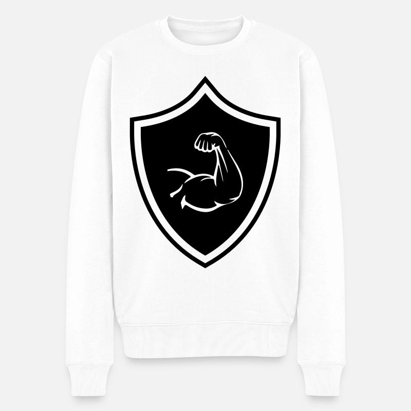 Muscles du bras Crête Biceps - Pull Premium bio Homme - blanc