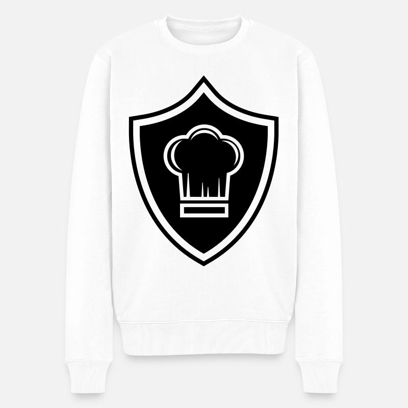 Kochmütze Wappen Koch - Männer Premium Bio Pullover - Weiß