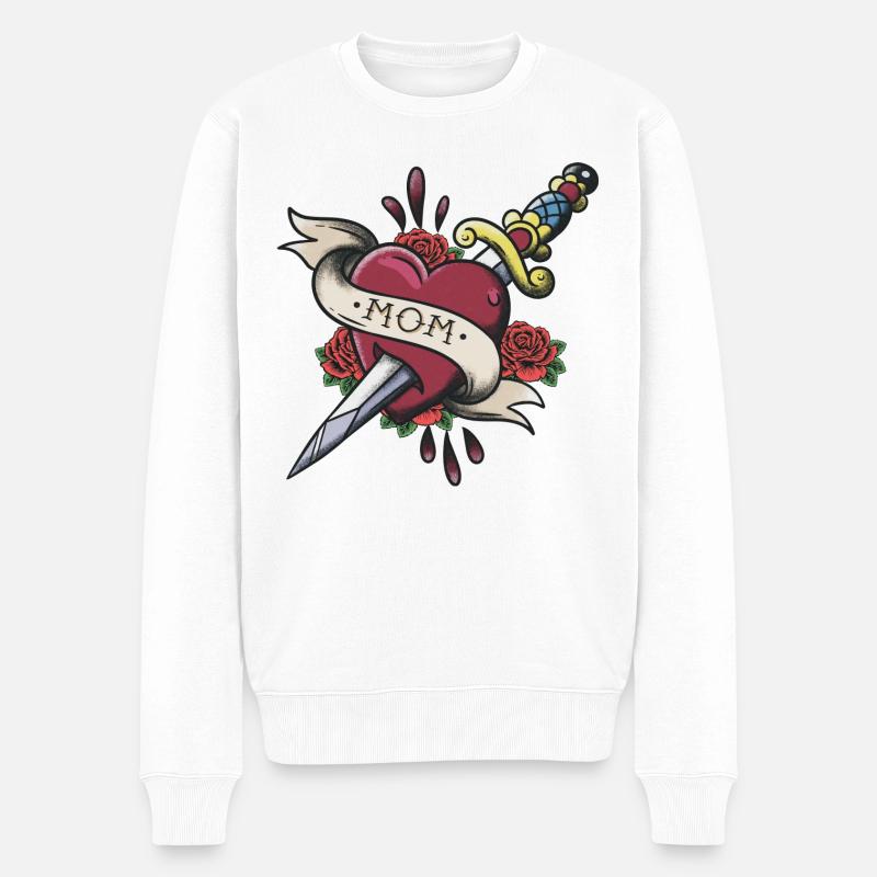 Heart Tattoo Mum Graphic Art - Pull Premium bio Homme - blanc