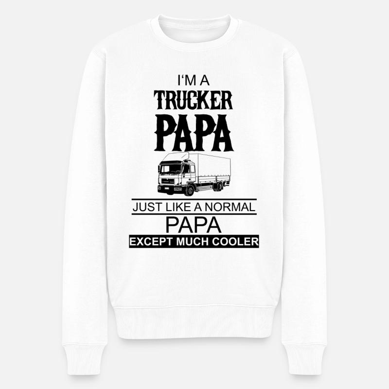 Trucker | LKW | Papa - Männer Premium Bio Pullover - Weiß