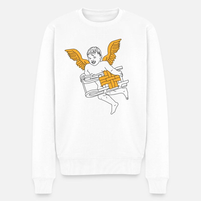 Anges avec traîneau Noël - Pull Premium bio Homme - blanc