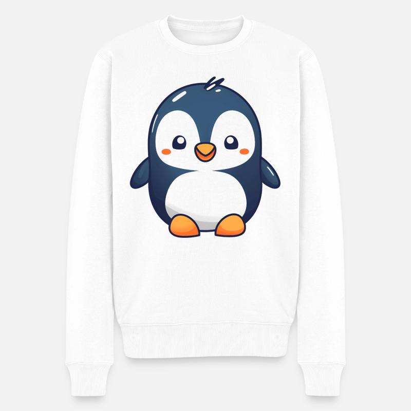 Süßer Pinguin - Männer Premium Bio Pullover - Weiß