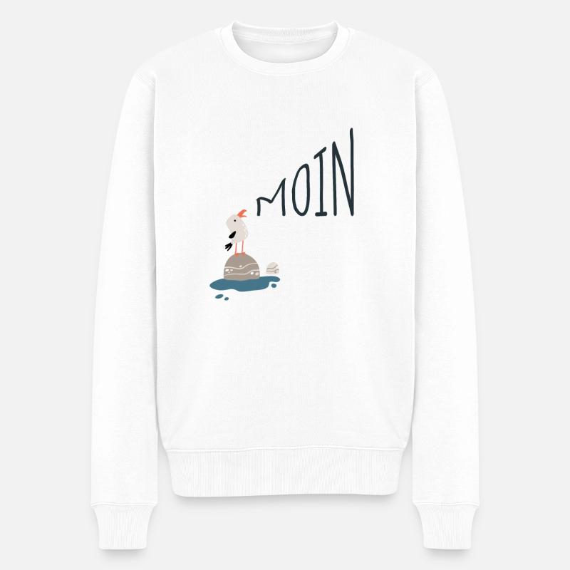 Moin Möwe - Männer Premium Bio Pullover - Weiß