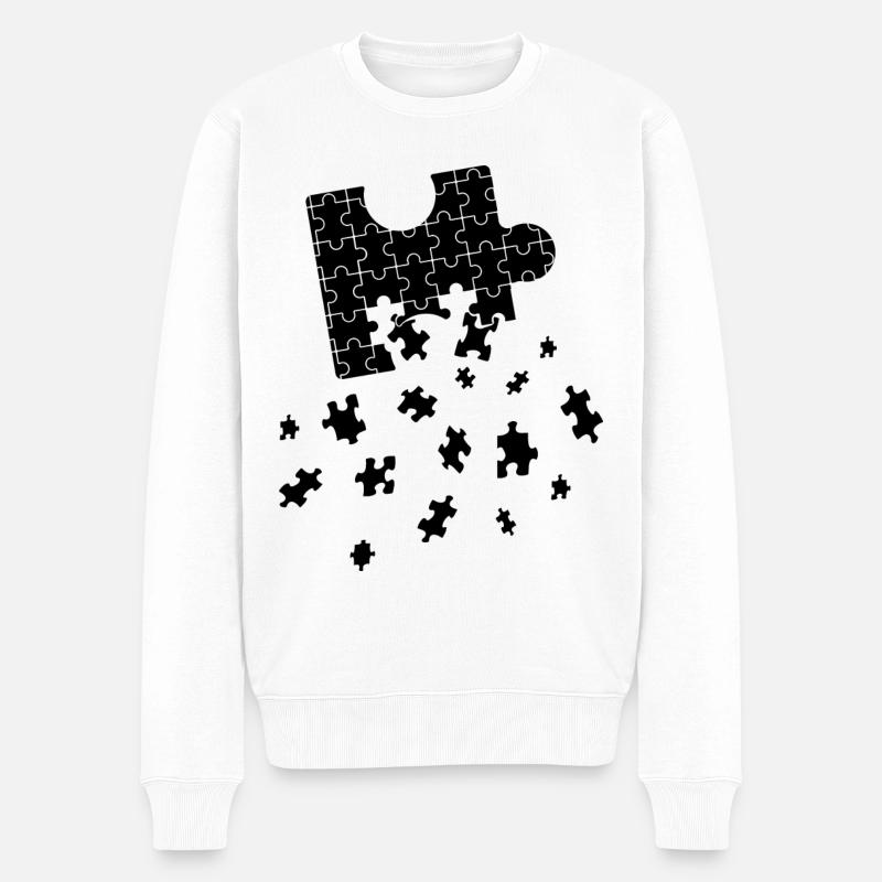 Puzzlestück Puzzle Rätsel - Männer Premium Bio Pullover - Weiß