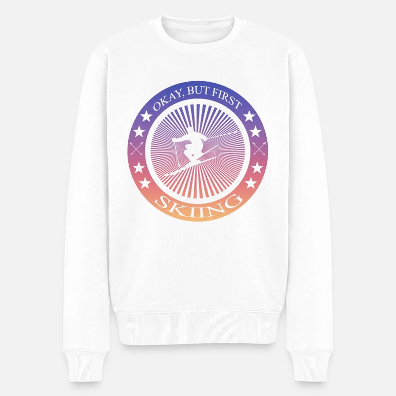 Skiing - Männer Premium Bio Pullover - Weiß