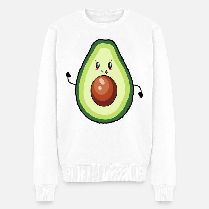 Glückliche Avocado - Männer Premium Bio Pullover - Weiß