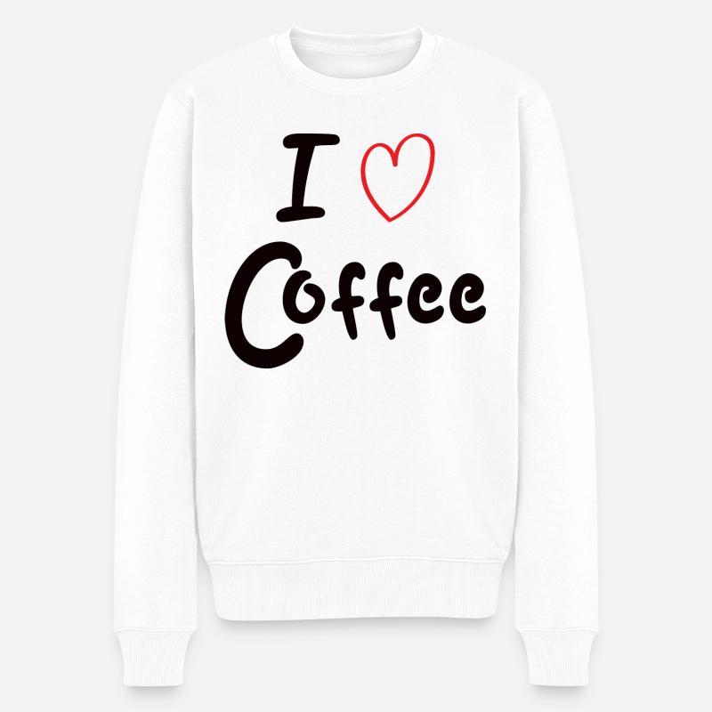 I love Coffee - Männer Premium Bio Pullover - Weiß