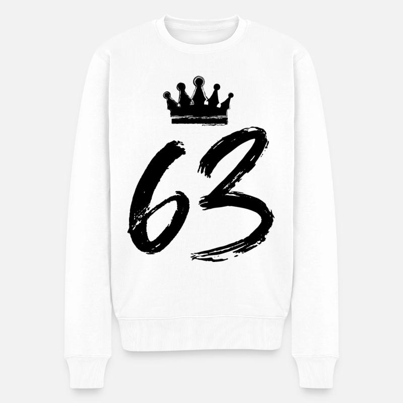 63 Couronne numérique - Pull Premium bio Homme - blanc