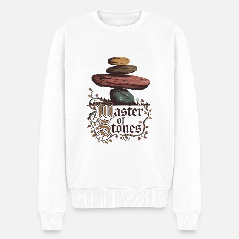 Meister der Steine - Männer Premium Bio Pullover - Weiß