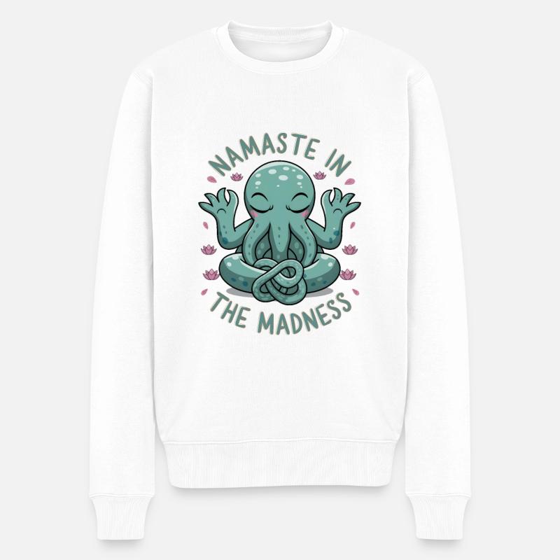 Namaste im Wahnsinn - Männer Premium Bio Pullover - Weiß