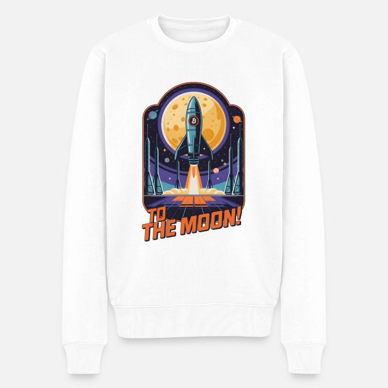 Zum Mond - Männer Premium Bio Pullover - Weiß