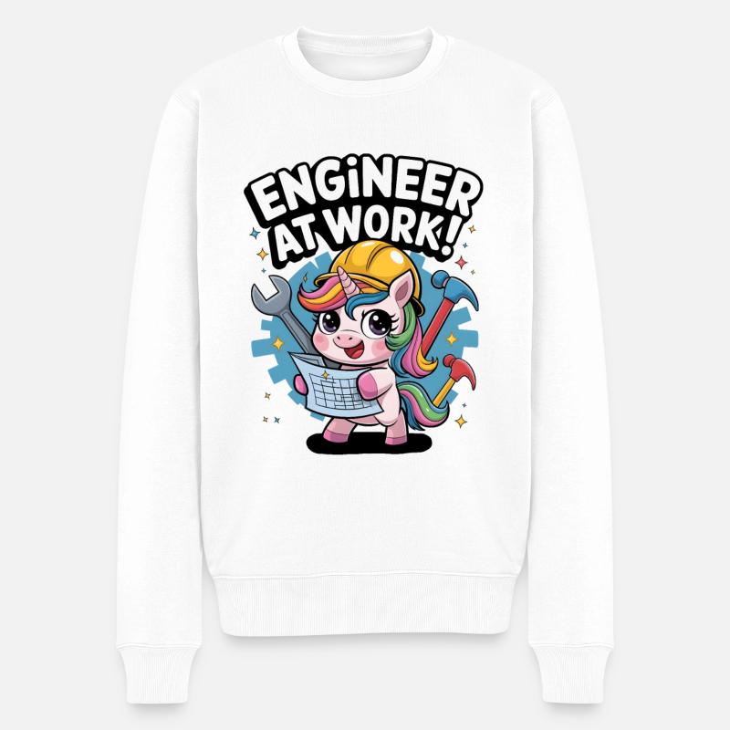 Ingenieur bei der Arbeit! - Männer Premium Bio Pullover - Weiß