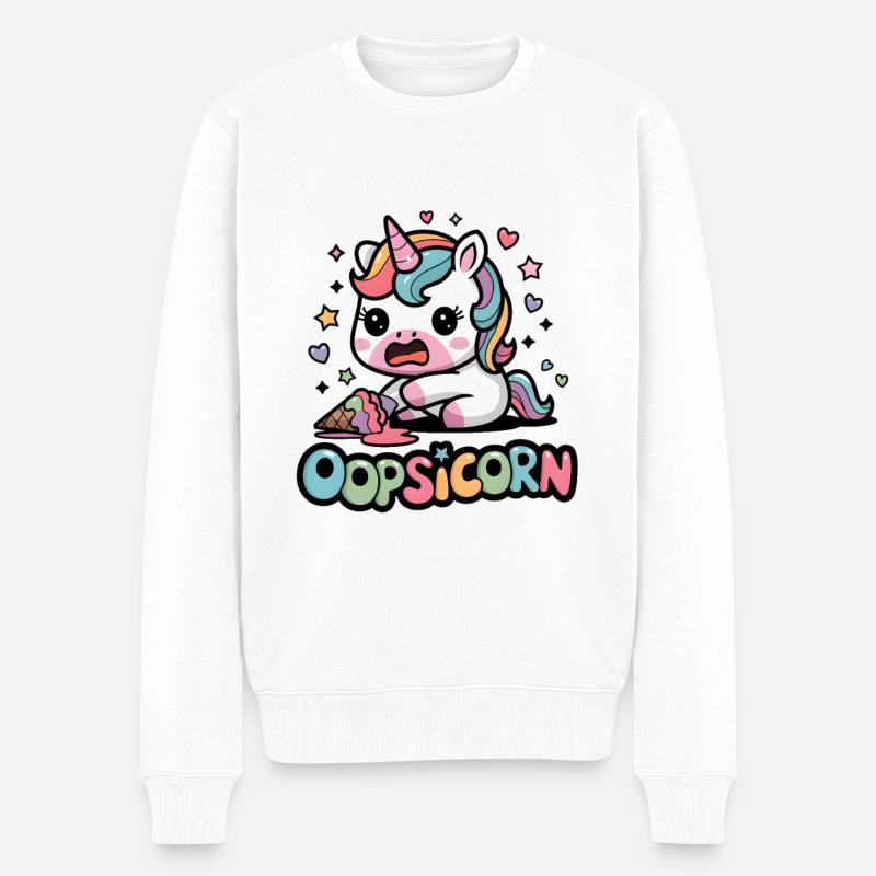 Oopsicorn - Männer Premium Bio Pullover - Weiß