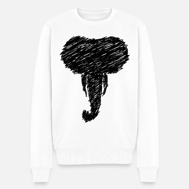 Elefant Kopf Tier Zeichnung Scribble Geschenk - Männer Premium Bio Pullover - Weiß