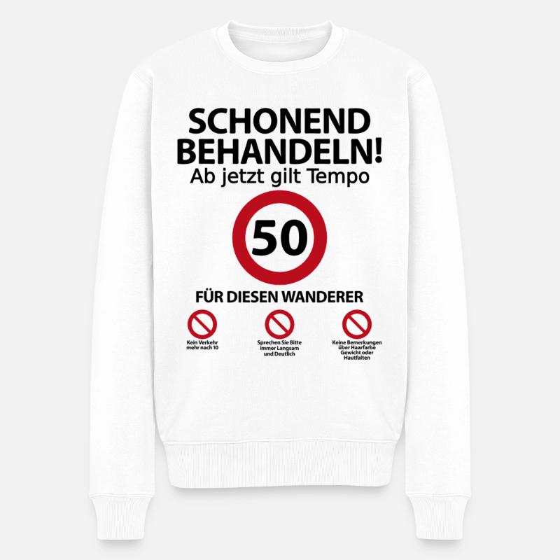 50. Geburtstag Wanderer Geburtstagsgeschenk - Männer Premium Bio Pullover - Weiß